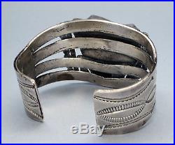 Vintage Navajo Bracelet Natural Turquoise Sterling Silver Heavy Old Pawn