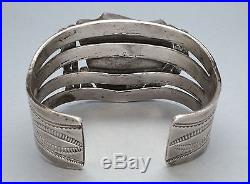 Vintage Navajo Bracelet Natural Turquoise Sterling Silver Heavy Old Pawn