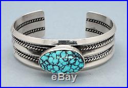 Vintage Navajo Bracelet Spider Web Turquoise Sterling Silver JEANETTE DALE