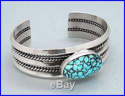 Vintage Navajo Bracelet Spider Web Turquoise Sterling Silver JEANETTE DALE