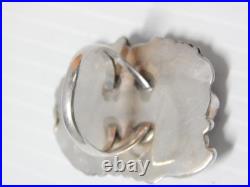 Vintage Navajo Indian MID Century Sterling Silver Coral Turquoise Ring Sz 9 1/4