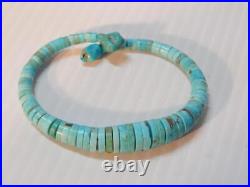 Vintage Navajo Indian Sterling Silver Turquoise Disc Bead Bracelet A+gift