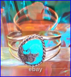 Vintage Navajo Native American 925 Sterling Silver Turquoise Cuff Bracelet BEAUT Vintage Navajo Native American 925 Sterling Silver Turquoise Cuff Bracelet BEAUT