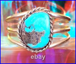 Vintage Navajo Native American 925 Sterling Silver Turquoise Cuff Bracelet BEAUT Vintage Navajo Native American 925 Sterling Silver Turquoise Cuff Bracelet BEAUT