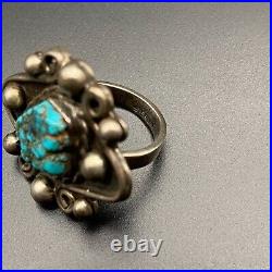 Vintage Navajo Native Turquoise Sterling Silver Ring Size 6