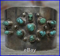 Vintage Navajo Native Vintage Turquoise Sterling Silver Cuff Bracelet Men's Size