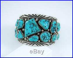 Vintage Navajo Orville Tsinnie Large Sterling Silver Turquoise Cuff Bracelet