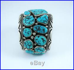 Vintage Navajo Orville Tsinnie Large Sterling Silver Turquoise Cuff Bracelet