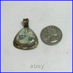 Vintage Navajo P SANCHEZ Sterling Silver Boulder Turquoise Pendant Slide