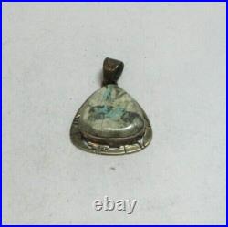 Vintage Navajo P SANCHEZ Sterling Silver Boulder Turquoise Pendant Slide