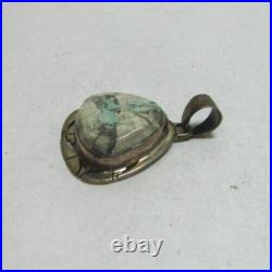 Vintage Navajo P SANCHEZ Sterling Silver Boulder Turquoise Pendant Slide
