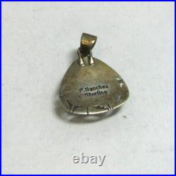 Vintage Navajo P SANCHEZ Sterling Silver Boulder Turquoise Pendant Slide