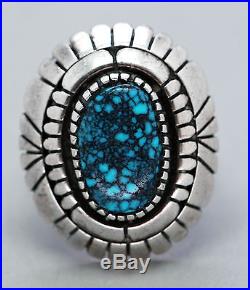 Vintage Navajo Ring NATURAL BLUE Spider Web Turquoise Sterling Silver