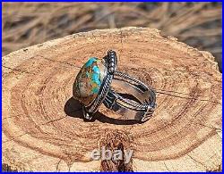 Vintage Navajo Ring NA Sterling Silver Dome Royston Turquoise 8.75 KR Morgan
