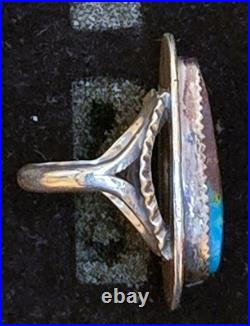 Vintage Navajo SINGLE-STONE BISBEE BLUE Turquoise Sterling Silver Ring