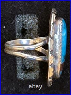 Vintage Navajo SINGLE-STONE BISBEE BLUE Turquoise Sterling Silver Ring