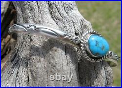 Vintage Navajo Signed Angela Lee Sterling Silver Turquoise Bracelet