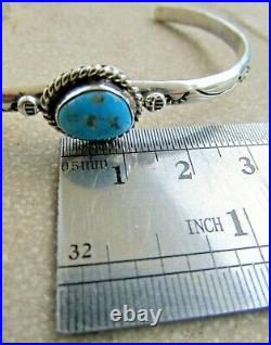Vintage Navajo Signed Angela Lee Sterling Silver Turquoise Bracelet