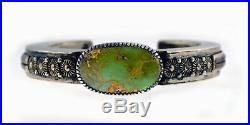 Vintage Navajo Signed Eddie Chaco 925 Sterling Silver Turquoise Cuff Bracelet 6