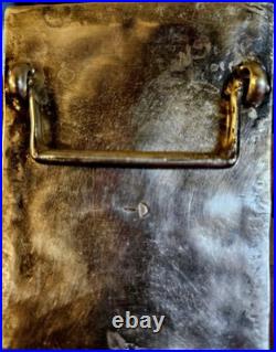 Vintage Navajo Sterling Silver Belt Buckle 64g Turquoise Nugget Inlay Southwest