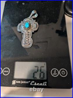Vintage Navajo Sterling Silver Cross With Turquoise Made By Alex Sanchez Vintage Navajo Sterling Silver Cross With Turquoise Made By Alex Sanchez