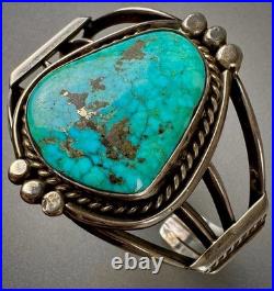 Vintage Navajo Sterling Silver GEM Turquoise Cuff Bracelet GORGEOUS STONE