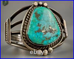 Vintage Navajo Sterling Silver GEM Turquoise Cuff Bracelet GORGEOUS STONE