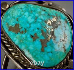 Vintage Navajo Sterling Silver GEM Turquoise Cuff Bracelet GORGEOUS STONE