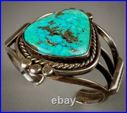 Vintage Navajo Sterling Silver GEM Turquoise Cuff Bracelet GORGEOUS STONE
