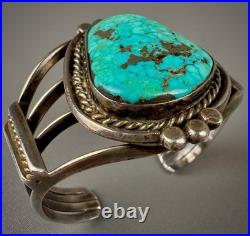 Vintage Navajo Sterling Silver GEM Turquoise Cuff Bracelet GORGEOUS STONE