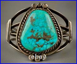 Vintage Navajo Sterling Silver GEM Turquoise Cuff Bracelet GORGEOUS STONE