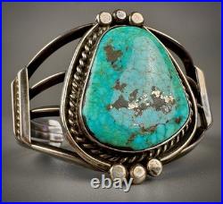 Vintage Navajo Sterling Silver GEM Turquoise Cuff Bracelet GORGEOUS STONE