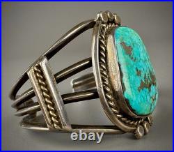 Vintage Navajo Sterling Silver GEM Turquoise Cuff Bracelet GORGEOUS STONE