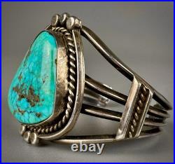 Vintage Navajo Sterling Silver GEM Turquoise Cuff Bracelet GORGEOUS STONE