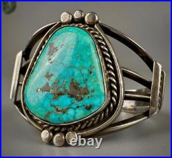 Vintage Navajo Sterling Silver GEM Turquoise Cuff Bracelet GORGEOUS STONE