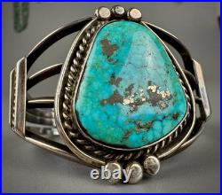 Vintage Navajo Sterling Silver GEM Turquoise Cuff Bracelet GORGEOUS STONE