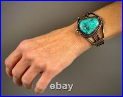 Vintage Navajo Sterling Silver GEM Turquoise Cuff Bracelet GORGEOUS STONE