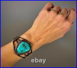 Vintage Navajo Sterling Silver GEM Turquoise Cuff Bracelet GORGEOUS STONE