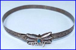 Vintage Navajo Sterling Silver Hat Band with Bizby Turquoise