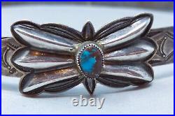 Vintage Navajo Sterling Silver Hat Band with Bizby Turquoise