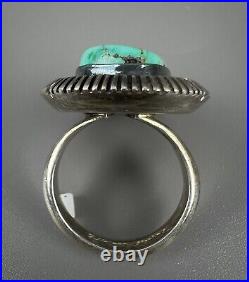 Vintage Navajo Sterling Silver Natural Green Turquoise Ring Beautiful Stone