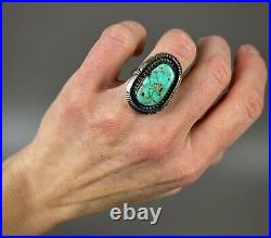 Vintage Navajo Sterling Silver Natural Green Turquoise Ring Beautiful Stone