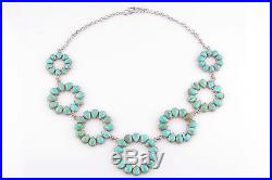 Vintage Navajo Sterling Silver Natural Turquoise Necklace Hand-made 127.2 Gr