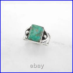 Vintage Navajo Sterling Silver Ring Turquoise, Stamped Green Size 10 1/2