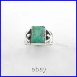 Vintage Navajo Sterling Silver Ring Turquoise, Stamped Green Size 10 1/2