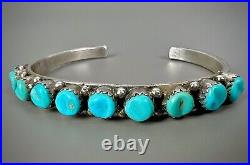 Vintage Navajo Sterling Silver Snake Eye Turquoise Cuff Bracelet THICK & STURDY