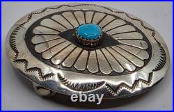 Vintage Navajo Sterling Silver Turquoise Belt Buckle