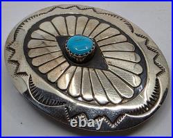 Vintage Navajo Sterling Silver Turquoise Belt Buckle
