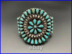 Vintage Navajo Sterling Silver Turquoise Cluster Bracelet Cuff