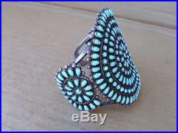 Vintage Navajo Sterling Silver & Turquoise Cluster Cuff Bracelet. Aprox 200 stone